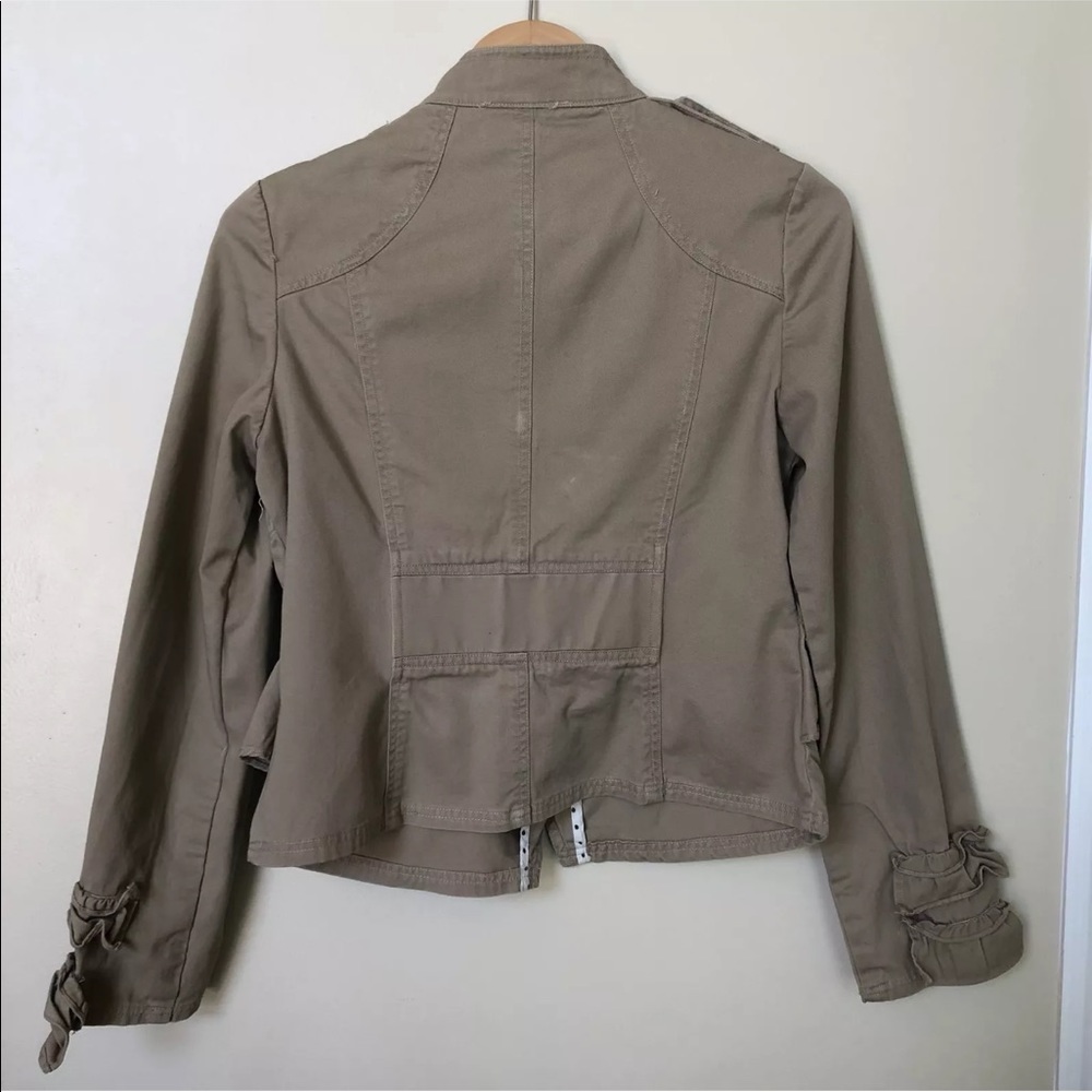 Moon Los Angeles Khaki Ruffled Jacket - Picture 2 of 6